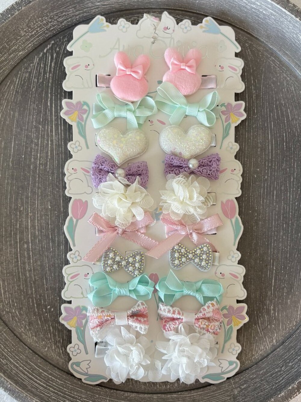 NWT - Ava Olivia 20 pc Girls Hair Clip Set - Bunny Pastels